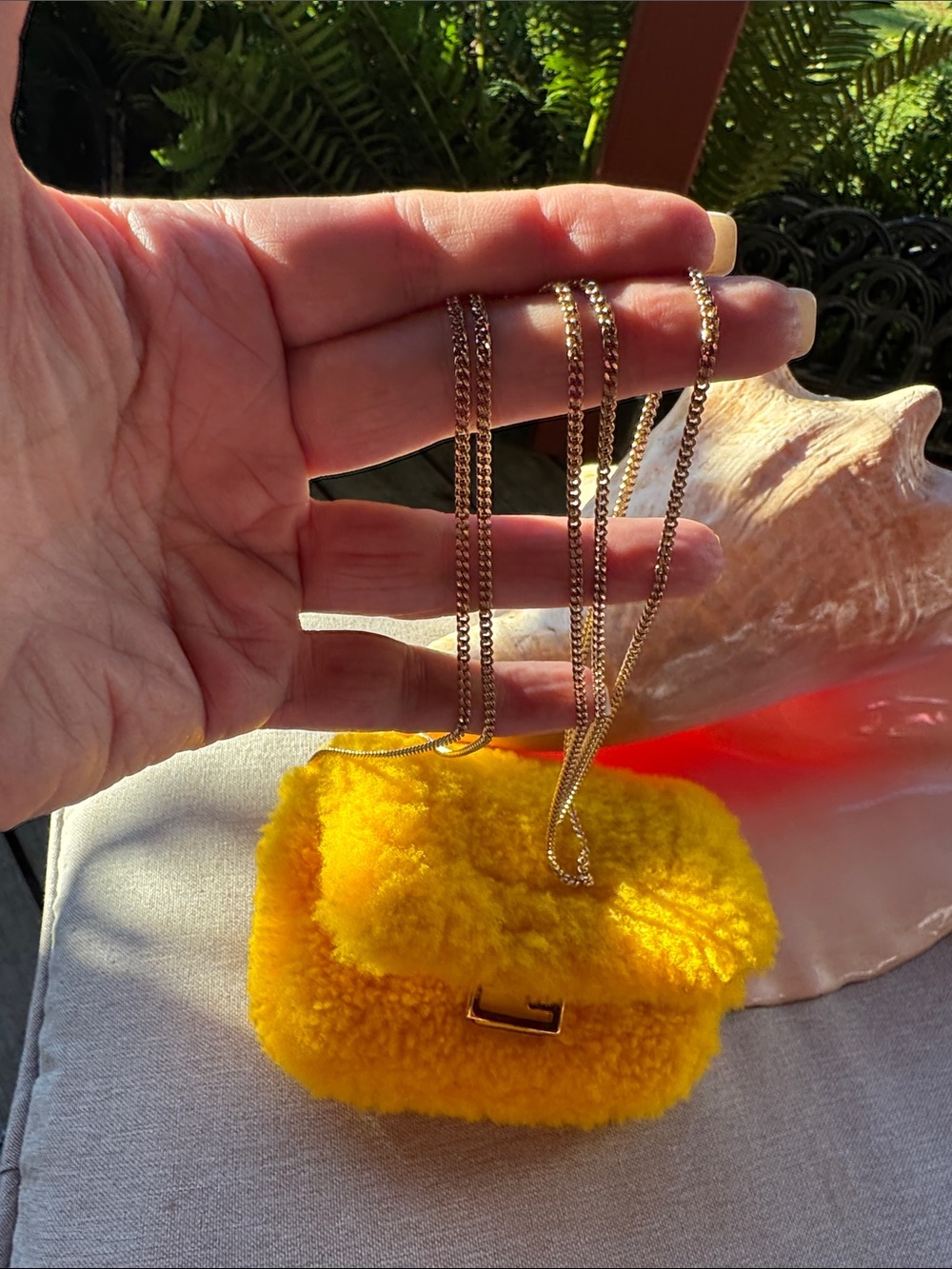 Fendi Nano Yellow Plush Mini Crossbody Bag and Bag Charm a Rare Find